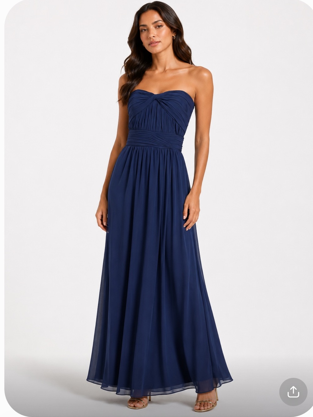 MONIQUE LHUILLIER Strapless Blue Chiffon Bridesmaid Dress Size 8